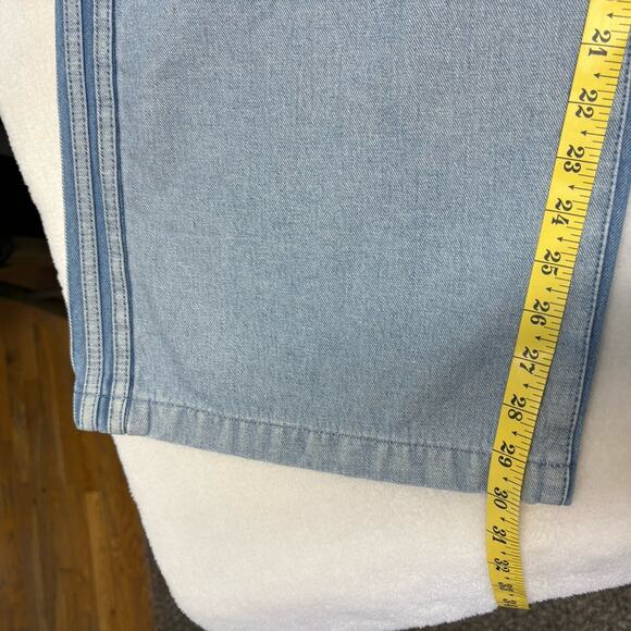 Adidas X KSENIASCHNAIDER Patchwork Wide Leg Denim High Rise Blue Jeans Size L - Picture 14 of 16